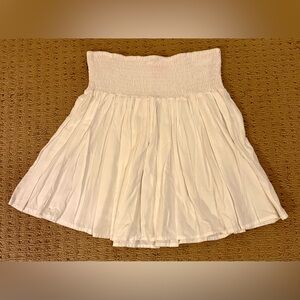 Chic White A-Line Skirt, elastic waist, Sz L